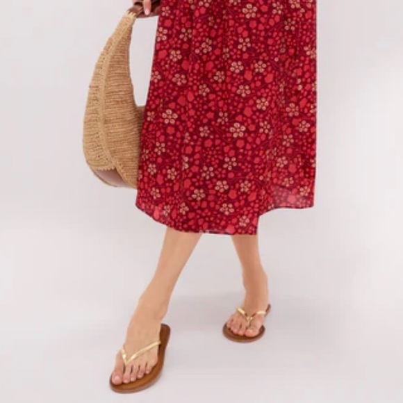 Vineyard Vines Sandals 6 Thong Gold Flip Flops Summer Beach Leather Skinny Strap - Picture 7 of 10